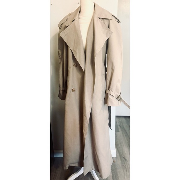 Classic Boxy Wide Shoulder Oversized Beige Trench Coat- -Size 8 - Picture 6 of 10